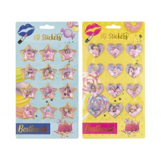 Creative Craft - Besties: 3D Stickers with Glitters - 12 pcs (2 Σχέδια - Τυχαία Επιλογή)