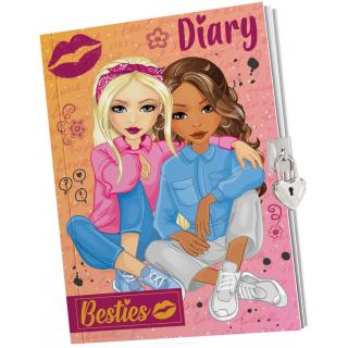 Creative Craft - Besties: A5 Diary 60 sheets with Key & Lock in CDU Pink Coloured Paper, Ruled