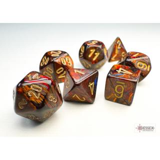 Chessex Mini Polyhedral Scarab Blue Blood/Gold 7-Die Set