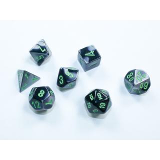 Chessex Mini Polyhedral Gemini Black-Grey/green 7-Die Set