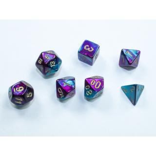 Chessex Mini Polyhedral Gemini Purple-Teal/gold 7-Die Set