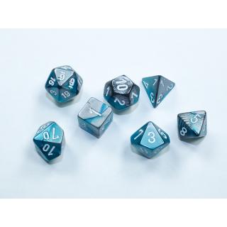 Chessex Mini Polyhedral Gemini Steel Teal/White 7-Die Set