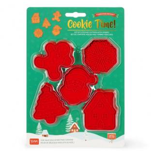 Legami Cookie Time! Cookie Cutters with Stamps - Santa's Village Chrismtas Edition