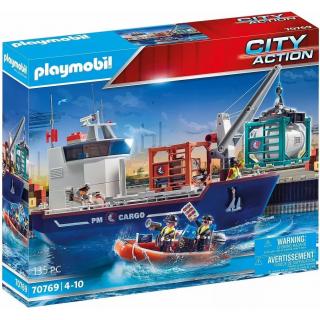 Playmobil City Action - 70769 Φορτηγό Πλοίο και Ταχύπλοο Σκάφος Τελωνειακών